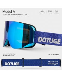 DOTUGE DGZ-12XS Ski Goggles with Italian REVO Coated Dual-Layer Anti-Fog Lens, UV400 Protection, Large Cylindrical Wide View, Compatible with Prescription Glasses, for Skiing and Snow Sports (B)