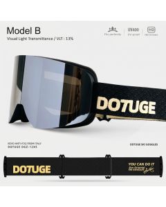DOTUGE DGZ-12XS Ski Goggles with Italian REVO Coated Dual-Layer Anti-Fog Lens, UV400 Protection, Large Cylindrical Wide View, Compatible with Prescription Glasses, for Skiing and Snow Sports (C)