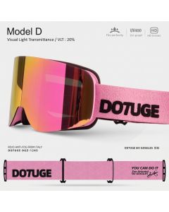 DOTUGE DGZ-12XS Ski Goggles with Italian REVO Coated Dual-Layer Anti-Fog Lens, UV400 Protection, Large Cylindrical Wide View, Compatible with Prescription Glasses, for Skiing and Snow Sports (E)