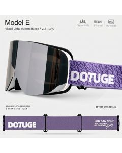 DOTUGE DGZ-12XS Ski Goggles with Italian REVO Coated Dual-Layer Anti-Fog Lens, UV400 Protection, Large Cylindrical Wide View, Compatible with Prescription Glasses, for Skiing and Snow Sports (F)
