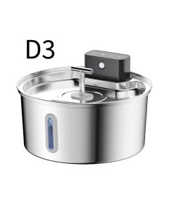 Wireless Pet Water Fountain for Cats and Small Dogs, 304 Stainless Steel, 3.2L Capacity, Rechargeable Battery, Three Flow Modes, Low Noise, Easy to Clean (D2)