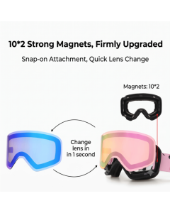 Kids Ski Goggles with Anti-Fog PC REVO Lens, UV400 Protection, Magnetic Quick-Change Lens, Compatible with Helmets & Eyeglasses, for Outdoor Snow Sports (OrangeRed)