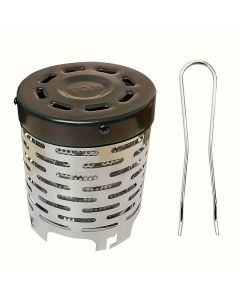 Portable Stainless Steel Camping Heater for Outdoor Cooking and Warming – Perfect for Tent, Snow, Ice Fishing, and Backpacking Trips with Detachable Handle (Silver)
