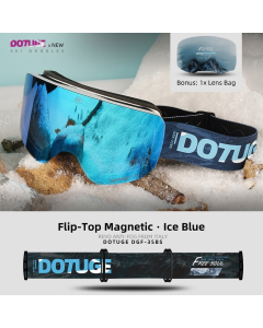 DOTUGE Magnetic Flip-Up Ski Goggles with Dual Frame Design, Anti-Fog HD Lens, Impact-Resistant TPU Frame, and Adjustable Strap for Winter Snow Sports (DreamPurple)