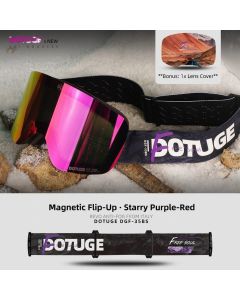 DOTUGE Magnetic Flip-Up Ski Goggles with Dual Frame Design, Anti-Fog HD Lens, Impact-Resistant TPU Frame, and Adjustable Strap for Winter Snow Sports (SpaceSilver)
