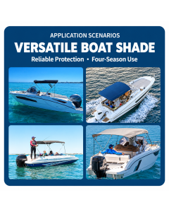 Waterproof 600D Oxford Bimini Top Sun Shade Canopy with Storage Boot for Small Boats, Speedboats, Kayaks, Fishing Boats and Leisure Yachts, All-Season Sun and Rain Protection (Blue, 4 Bow, 79"-84" (208-220cm))