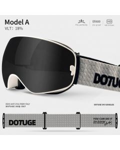 DOTUGE DGQ-D07 Magnetic Flip Ski Goggles with REVO Coated Dual-Layer Anti-Fog Spherical Lens, UV400 Protection, OTG Design, and Wide Field of View for Snow Sports (B)