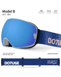 DOTUGE DGQ-D07 Magnetic Flip Ski Goggles with REVO Coated Dual-Layer Anti-Fog Spherical Lens, UV400 Protection, OTG Design, and Wide Field of View for Snow Sports (C)
