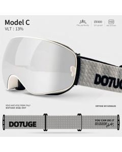 DOTUGE DGQ-D07 Magnetic Flip Ski Goggles with REVO Coated Dual-Layer Anti-Fog Spherical Lens, UV400 Protection, OTG Design, and Wide Field of View for Snow Sports (D)