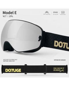 DOTUGE DGQ-D07 Magnetic Flip Ski Goggles with REVO Coated Dual-Layer Anti-Fog Spherical Lens, UV400 Protection, OTG Design, and Wide Field of View for Snow Sports (F)