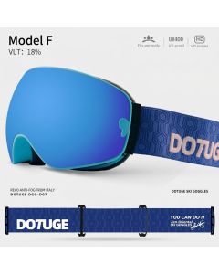 DOTUGE DGQ-D07 Magnetic Flip Ski Goggles with REVO Coated Dual-Layer Anti-Fog Spherical Lens, UV400 Protection, OTG Design, and Wide Field of View for Snow Sports (G)