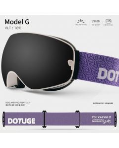 DOTUGE DGQ-D07 Magnetic Flip Ski Goggles with REVO Coated Dual-Layer Anti-Fog Spherical Lens, UV400 Protection, OTG Design, and Wide Field of View for Snow Sports (H)