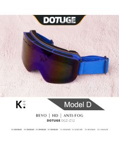 DOTUGE DGZ-Z12 Ski Goggles with REVO Coating, Anti-Fog, HD Dual-Layer PC Lens, TPU Frame, Impact-Resistant Sponge, Adjustable Strap, Large Field Cylindrical Design, Compatible with Prescription Glasses, Ideal for Snow Sports, Skiing, Snowboarding, and Mou