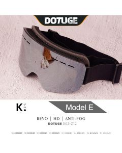 DOTUGE DGZ-Z12 Ski Goggles with REVO Coating, Anti-Fog, HD Dual-Layer PC Lens, TPU Frame, Impact-Resistant Sponge, Adjustable Strap, Large Field Cylindrical Design, Compatible with Prescription Glasses, Ideal for Snow Sports, Skiing, Snowboarding, and Mou