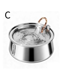 304 Stainless Steel Automatic Pet Water Fountain, 4L Cat Water Dispenser with Transparent Window, Dual Flow Modes, Activated Carbon Filter, Low Noise USB Pump for Indoor Cats and Dogs (A)