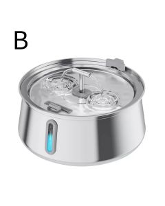 304 Stainless Steel Automatic Pet Water Fountain, 4L Cat Water Dispenser with Transparent Window, Dual Flow Modes, Activated Carbon Filter, Low Noise USB Pump for Indoor Cats and Dogs (C)