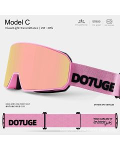 DOTUGE DGZ-Z11 Ski Goggles with Italian REVO Coating, Anti-Fog Dual-Layer HD Lens, UV400 Protection, Cylindrical Design for Skiing, Snowboarding, and Winter Outdoor Sports (D)
