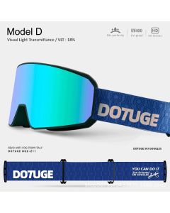 DOTUGE DGZ-Z11 Ski Goggles with Italian REVO Coating, Anti-Fog Dual-Layer HD Lens, UV400 Protection, Cylindrical Design for Skiing, Snowboarding, and Winter Outdoor Sports (E)