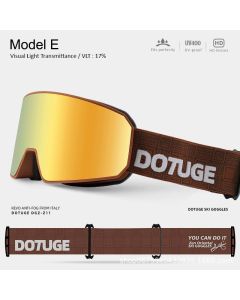 DOTUGE DGZ-Z11 Ski Goggles with Italian REVO Coating, Anti-Fog Dual-Layer HD Lens, UV400 Protection, Cylindrical Design for Skiing, Snowboarding, and Winter Outdoor Sports (F)