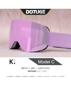 Magnetic Flip-Up Ski Goggles with Anti-Fog Cylindrical Lens for Snow Sports, Winter Hiking, and Mountain Climbing – Unisex Design for Clear Vision and Impact Protection (D)