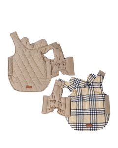Reversible Winter Dog Coat with Plaid and Quilted Sides, Warm Cotton-Filled Vest for Outdoor Walks, Adjustable Velcro Straps for a Secure Fit (2XL, Green)