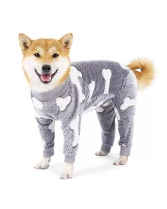 Cozy Winter Pet Fleece Four-Legged Bodysuit, Warm Flannel Full-Body Pajamas for Small to Medium Dogs, Star & Moon Print, Elastic Cuffs for Easy Wear (2XL, Pink)