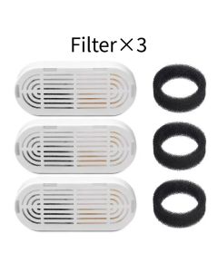 Replacement Filter Kit for Stainless Steel Pet Water Fountains – Activated Carbon & Ion-Exchange Resin 4-Layer Filtration, Removes Heavy Metals & Impurities, Compatible with Multiple Fountain Models (Filter×9)