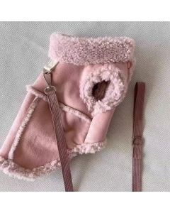 Cozy Pet Winter Vest with Leash Loop: Faux Suede & Plush Fleece Warm Coat for Small Dogs, Cats, and Puppies – Perfect for Autumn, Winter Walks, and Indoor Comfort (M, White)(Leash not included)
