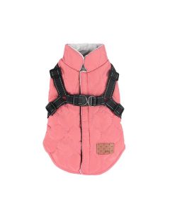 Premium Winter Dog Coat with Built-in Harness, Water-Resistant Puffer Vest for Small & Medium Breeds, Reflective Safety Straps, and Fleece Lining for Warmth and Outdoor Adventures (S, Beige)