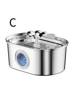304 Stainless Steel Pet Water Fountain, 3.2L Oval Design with Dual Water Flow, Ultra-Quiet Automatic Circulating Filtered Drinking Station for Cats and Dogs, USB Powered (Adapter Not Included), Dishwasher Safe (B)