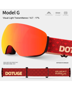 Magnetic Ski Goggles with HD Anti-Fog Spherical Lens, UV400 Protection for Snow Sports, Compatible with Eyewear, Ideal for Skiing and Mountain Climbing (H)