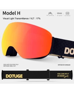 Magnetic Ski Goggles with HD Anti-Fog Spherical Lens, UV400 Protection for Snow Sports, Compatible with Eyewear, Ideal for Skiing and Mountain Climbing (J)