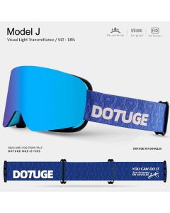 DOTUGE DGZ-Z19XS Series Ski Goggles with Magnetic Quick-Change Lens, Double-Layer Anti-Fog UV400 HD Coated Lenses, Compatible with Prescription Glasses, for Snow Sports, Climbing, and Mountain Adventures (A)