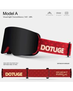 DOTUGE DGZ-Z19XS Series Ski Goggles with Magnetic Quick-Change Lens, Double-Layer Anti-Fog UV400 HD Coated Lenses, Compatible with Prescription Glasses, for Snow Sports, Climbing, and Mountain Adventures (B)