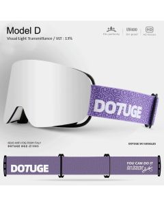 DOTUGE DGZ-Z19XS Series Ski Goggles with Magnetic Quick-Change Lens, Double-Layer Anti-Fog UV400 HD Coated Lenses, Compatible with Prescription Glasses, for Snow Sports, Climbing, and Mountain Adventures (E)