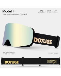 DOTUGE DGZ-Z19XS Series Ski Goggles with Magnetic Quick-Change Lens, Double-Layer Anti-Fog UV400 HD Coated Lenses, Compatible with Prescription Glasses, for Snow Sports, Climbing, and Mountain Adventures (G)