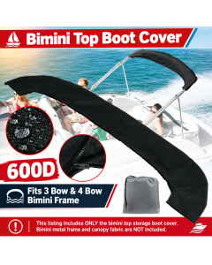 600D Oxford Bimini Top Storage Boot Cover Waterproof UPF50+ UV Resistant Marine Canopy Protector for Folding Boat Bimini Tops, Fits 3-Bow and 4-Bow Frames, Ideal for Yachts and Boats (Red, 4 Bow（XL）)