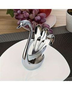 Silver Black swan-shaped spoon set, stainless steel kitchenware, decorative spoons, high-quality spoons, kitchen accessories, Australian tableware, elegant utensil set, gift for home