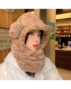 Women'S Winter Hat Furry Hat Ear Flap Hat Face Covering Hat Winter Accessory - White - Size L