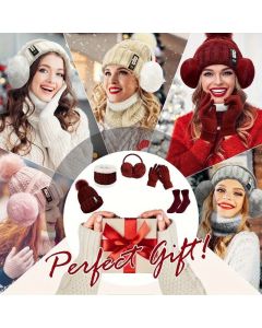 Women'S Winter Accessories 5-Piece Set Winter Beanie Earmuffs Touch-Screen - Gray - Size L