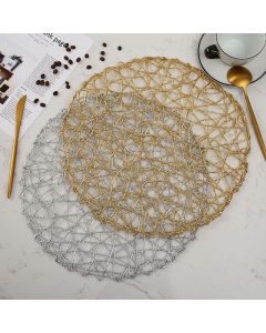 Hand Made Paper Rope Woven Placemats for Dining Table Set of 2,Round Non Slip Dinner Mats DIY Table Mats Decorative Mat (2pcs)