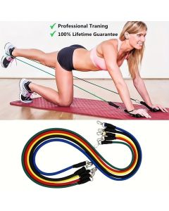 Portable Home Gym Accessories, Resistance Bands Set (11 PCS), Stackable Up to 100 lbs, Exercise with Door Anchor, Handles