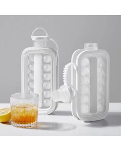 Trays 2 in 1 Portable Ice Ball Maker Kettle With 17 Grids Flat Body Lid Cooling Ice Molds For Hockey,Cocktail,Coffee,Beer