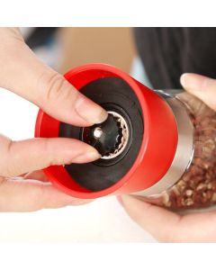 High Grips Glass Salt And Pepper Grinder Mill Set with Adjustable Coarseness Sauce Bottle Glass Seasoning Pot Containers （2pcs）