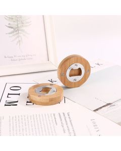 Bamboo Bottle Opener With Fridge Magnet Beverage Bottle Opener, Beer Festival Party Supplies Style （2pcs）