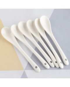 Porcelain Egg Spoons for Soft-Boiled Eggs Coffee Tea Desserts Ceramic Spoon Set of 12-White  Dishwasher & Oven Safe