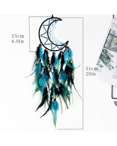 Moon Dream Catcher for Bedroom Black&Blue Feather Dreamcatcher for Kids Girls Adult Dream Catchers Ornaments for Bedroom（2pcs）