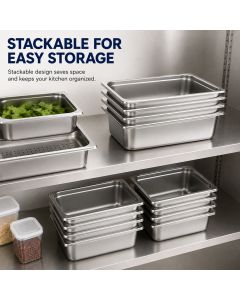 Commercial Stainless Steel GN 1/1 100mm Deep Gastronorm Bain Marie Buffet Steam Table Food Pan