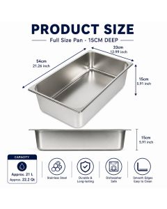 Commercial Stainless Steel GN 1/1 150mm Deep Gastronorm Bain Marie Buffet Steam Table Food Pan with Lid
