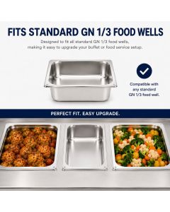 Commercial Stainless Steel GN 1/3 100mm Deep Gastronorm Bain Marie Buffet Steam Table Food Pan